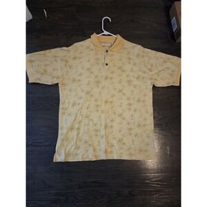Bungalow Brand Mens Knit Polo Large - Tropical Island Shirt - Yellow